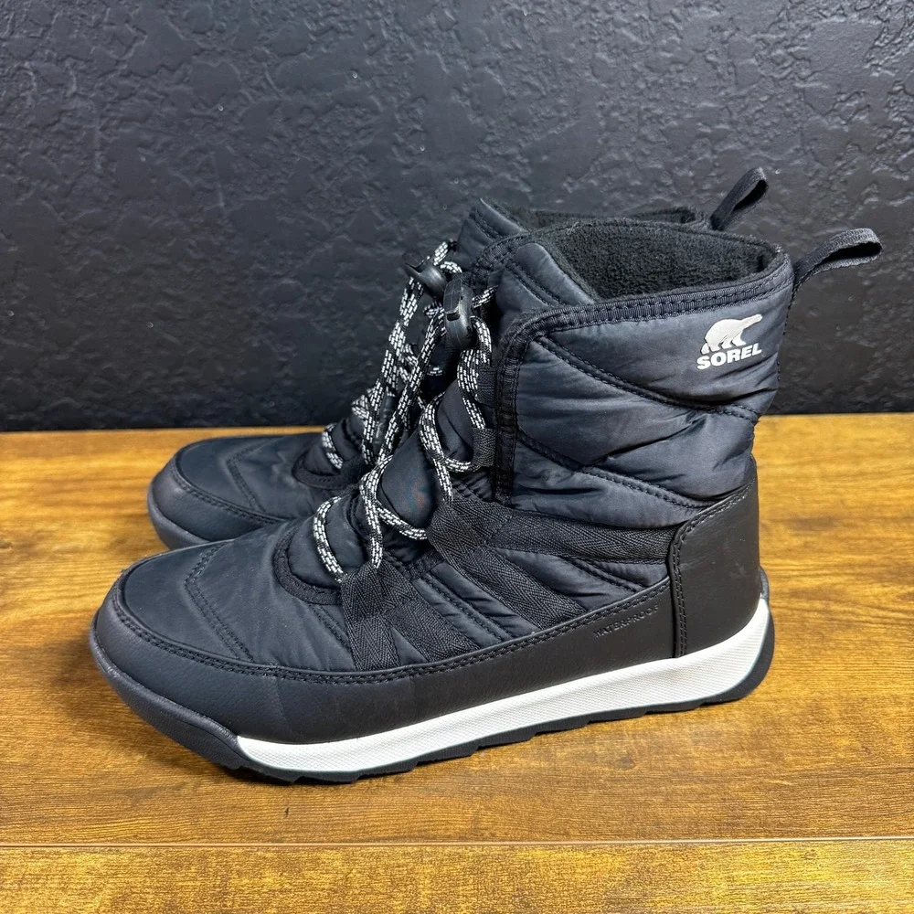 Sorel Whitney II Short Lace NY5173-010 Black Nylon Waterproof Snow Boot Kids 5